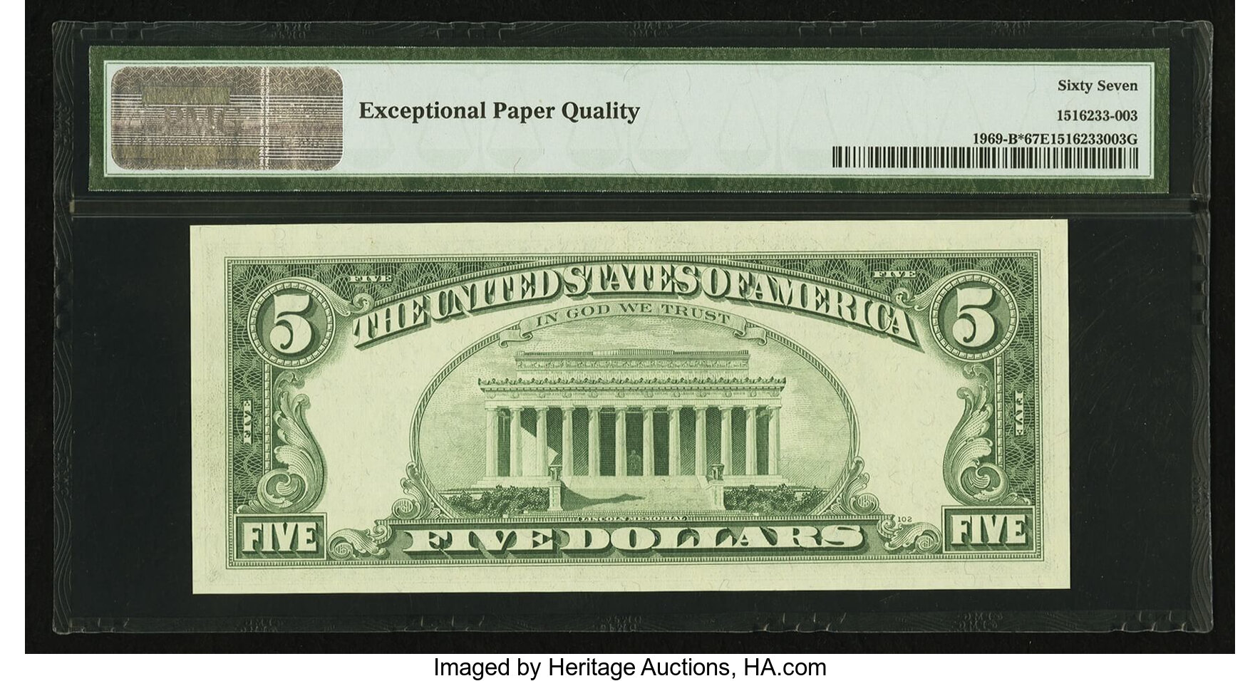image for: Fr. 1969-B* $5 1969 Federal Reserve Star Note. PMG Superb Gem Unc 67 EPQ....
