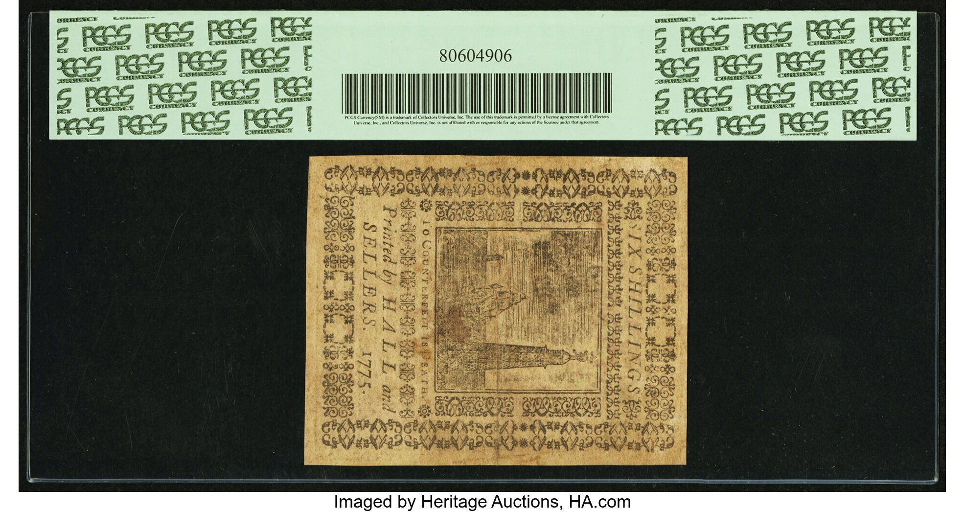 image for: Pennsylvania March 25, 1775 6s PCGS About New 53....