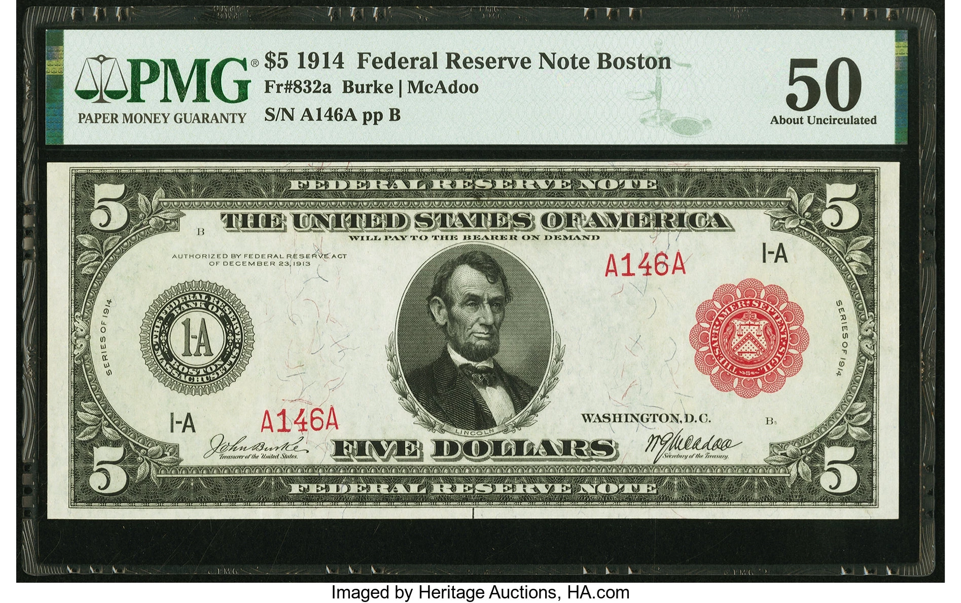 1914 One Dollar Large Size Federal Reserve Bank, San Francisco,  Uncirculated Silver Certificate