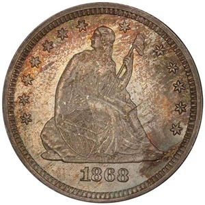 image for: 25C 1868 PCGS MS65+ CAC