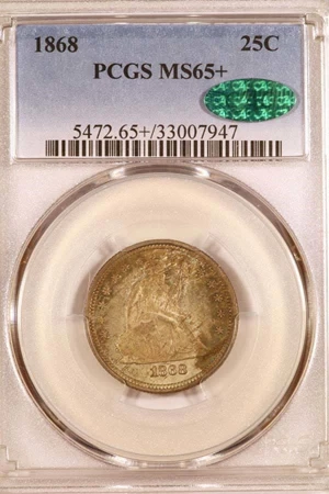image for: 25C 1868 PCGS MS65+ CAC