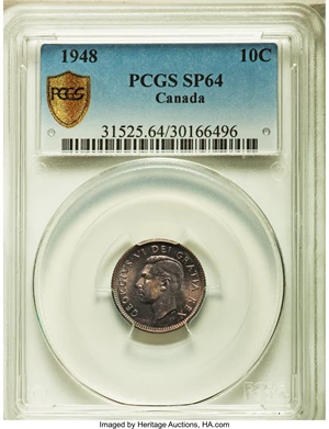 image for: George VI Specimen 10 Cents 1948 SP64 PCGS