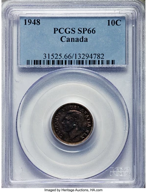 image for: George VI Specimen 10 Cents 1948 SP66 PCGS