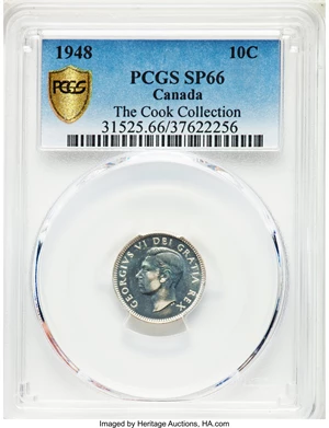 image for: George VI Specimen 10 Cents 1948 SP66 PCGS