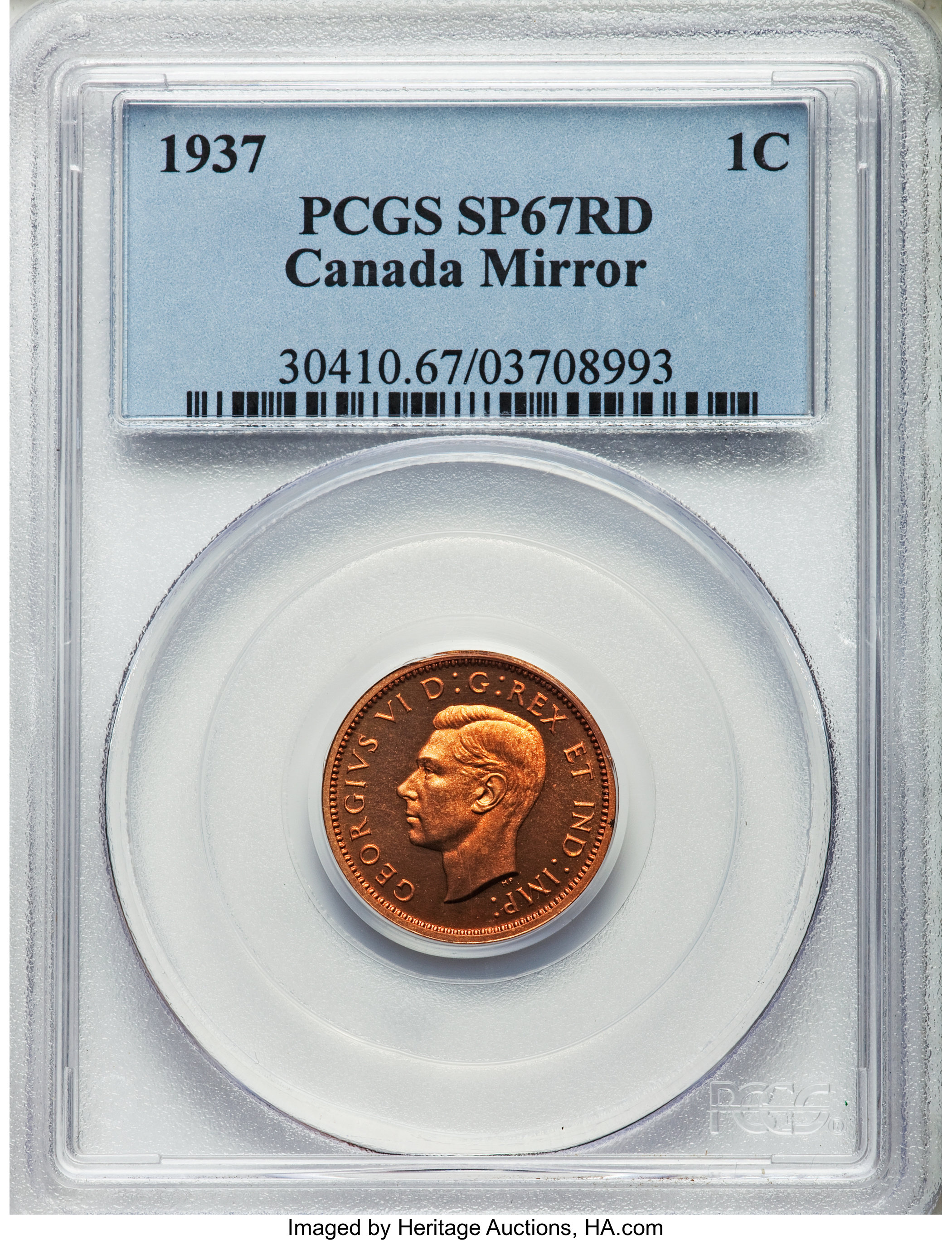 image for: George VI Specimen 1 Cent 1937 Mirror SP67 Red PCGS
