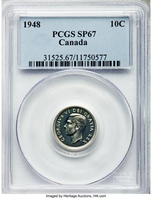 image for: George VI Specimen 10 Cents 1948 SP67 PCGS