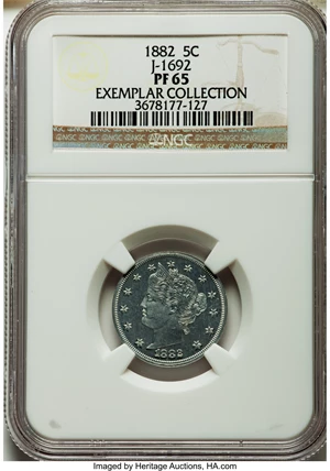 image for: 1882 5C Liberty Head Five Cents, Judd-1692, Pollock-1894, Low R.7, PR65 NGC....