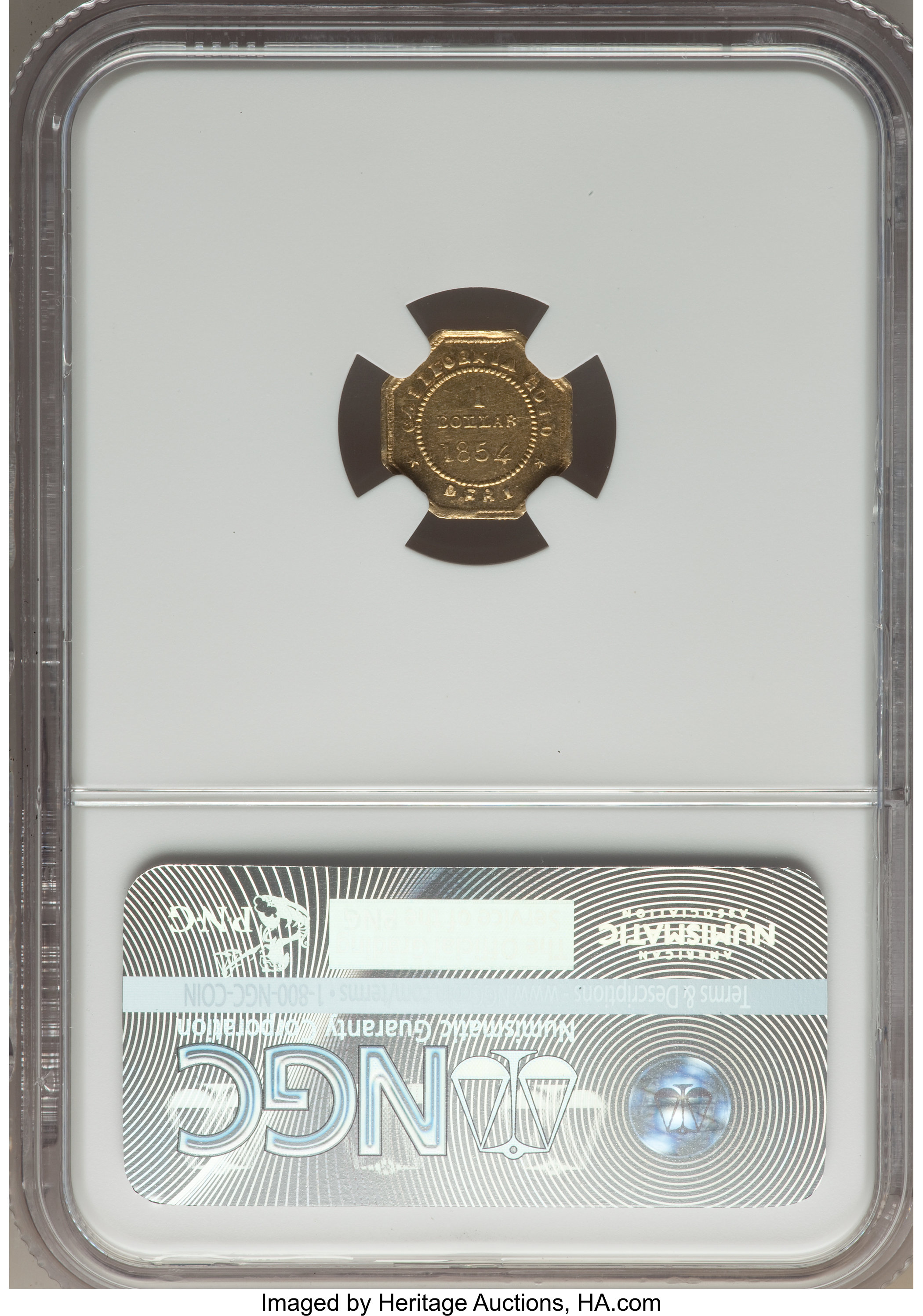 image for: 1854 $1 Liberty Octagonal 1 Dollar, BG-528, R.6, MS62 NGC....