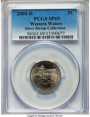 image for: 2005-D 5C Western Waters SP69 PCGS. PCGS Population (3/0). NGC Census: (0/0). Numismedia Wsl. Price for problem free NGC/P...
