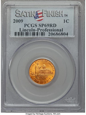 image for: 2009 1C Professional, Satin Finish SP69 Red PCGS. PCGS Population (316/0). NGC Census: (0/0)....