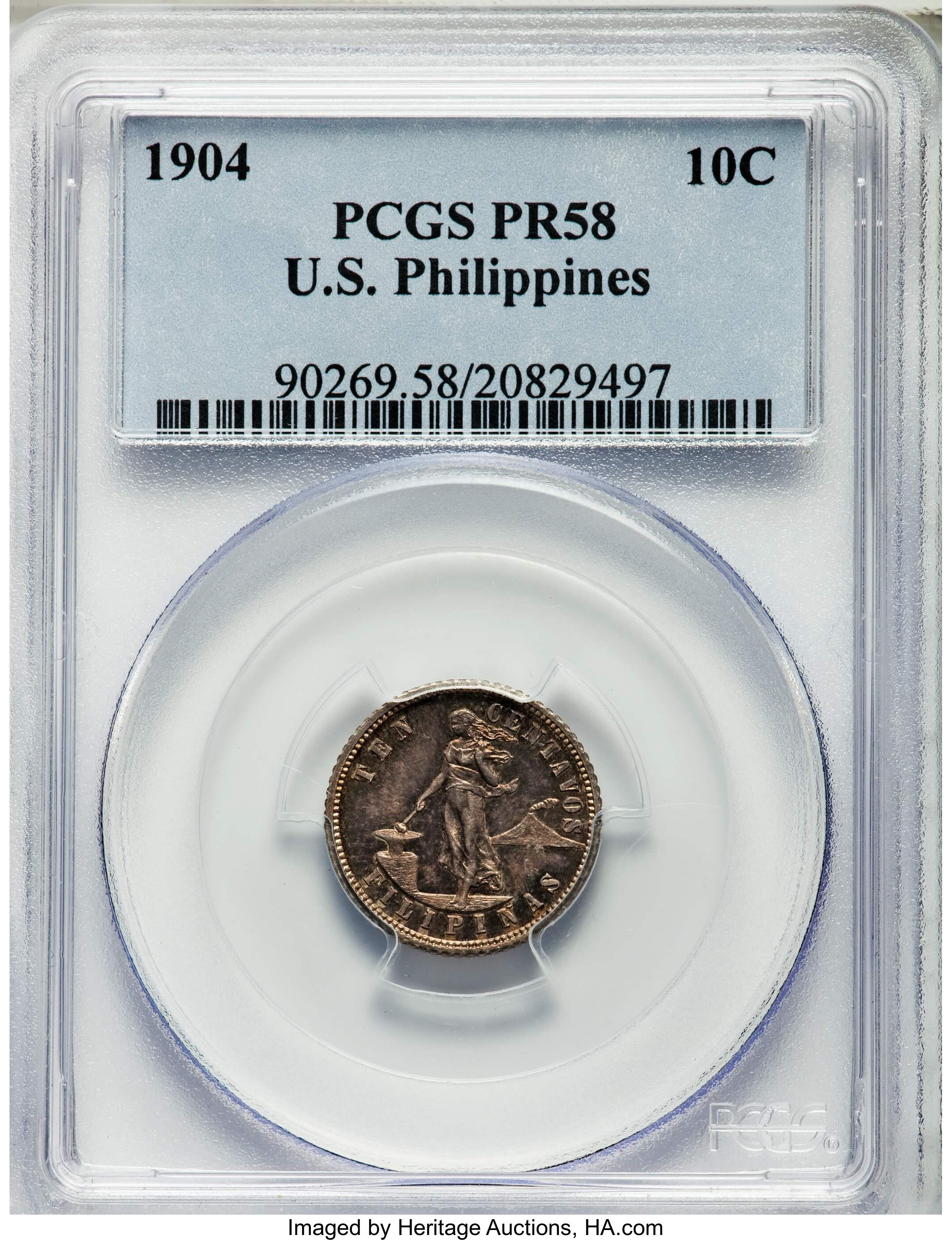 image for: 1904 10C PR58 PCGS. PCGS Population (1/75). NGC Census: (0/0)....