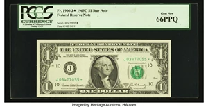 image for: Fr. 1906-J* $1 1969C Federal Reserve Note. PCGS Gem New 66PPQ....
