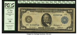 image for: Fr. 1064 $50 1914 Federal Reserve Note PCGS Very Good 10....