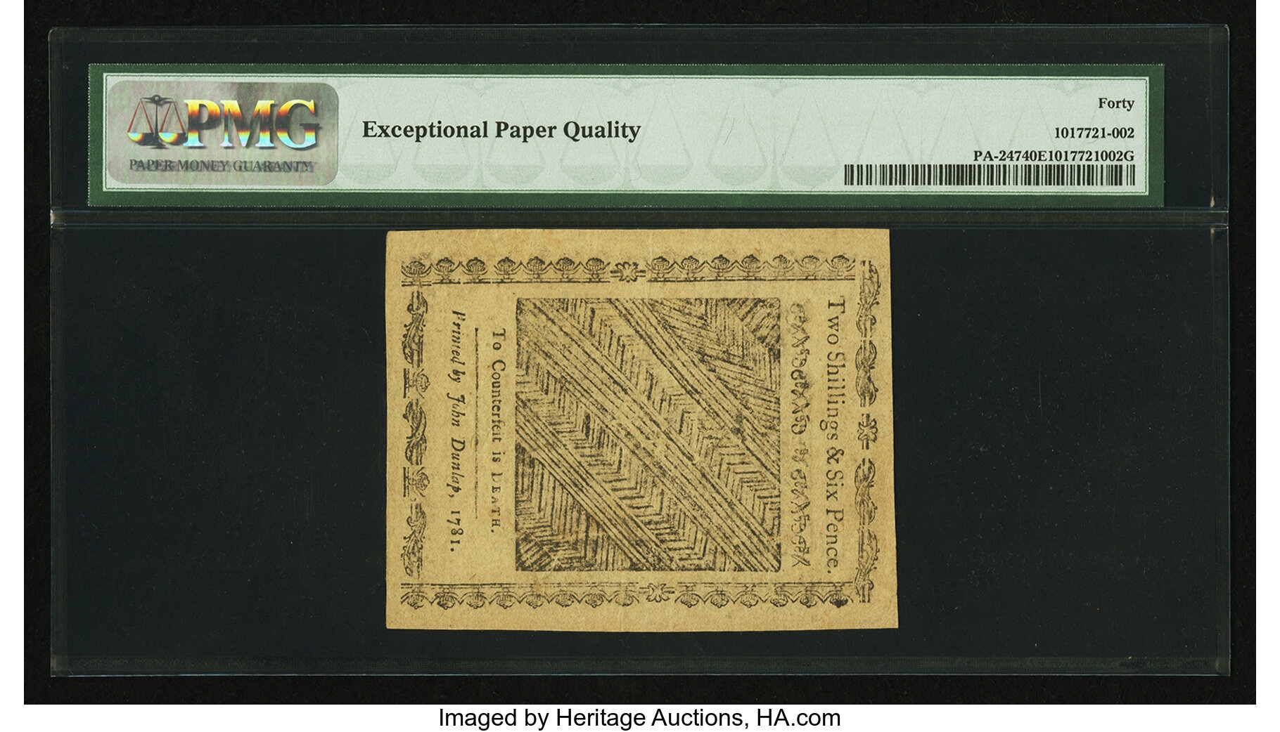 image for: Pennsylvania April 20, 1781 2s 6d PMG Extremely Fine 40 EPQ....