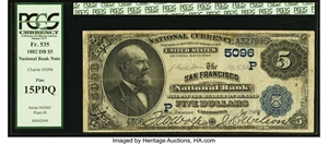 image for: San Francisco, CA - $5 1882 Date Back Fr. 535 The San Francisco NB Ch. # (P)5096...