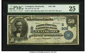 image for: Lexington, KY - $50 1902 Date Back Fr. 673 First Lexington City NB Ch. # (S)906 ...