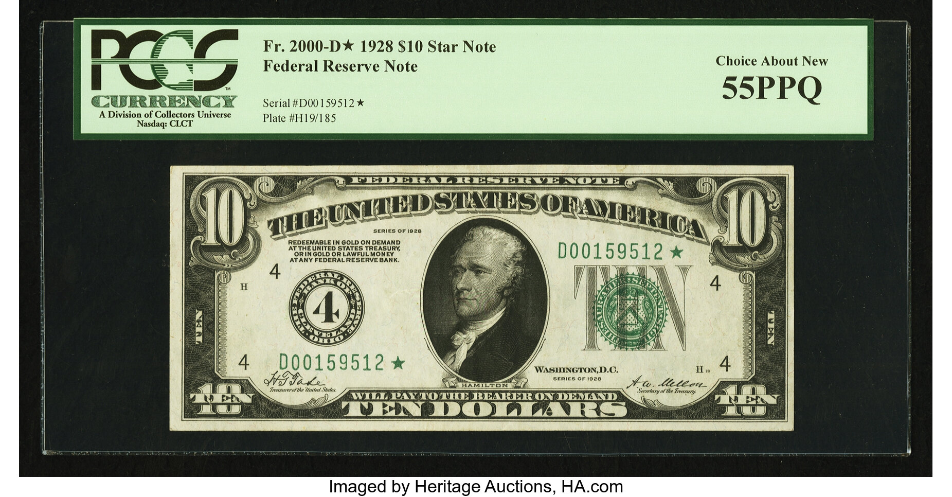 image for: Fr. 2000-D* $10 1928 Federal Reserve Note. PCGS Choice About New 55PPQ....