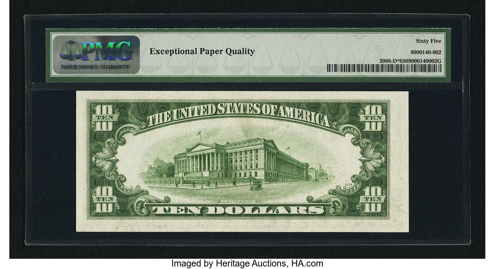 image for: Fr. 2008-D* $10 1934C Wide Federal Reserve Note. PMG Gem Uncirculated 65 EPQ....