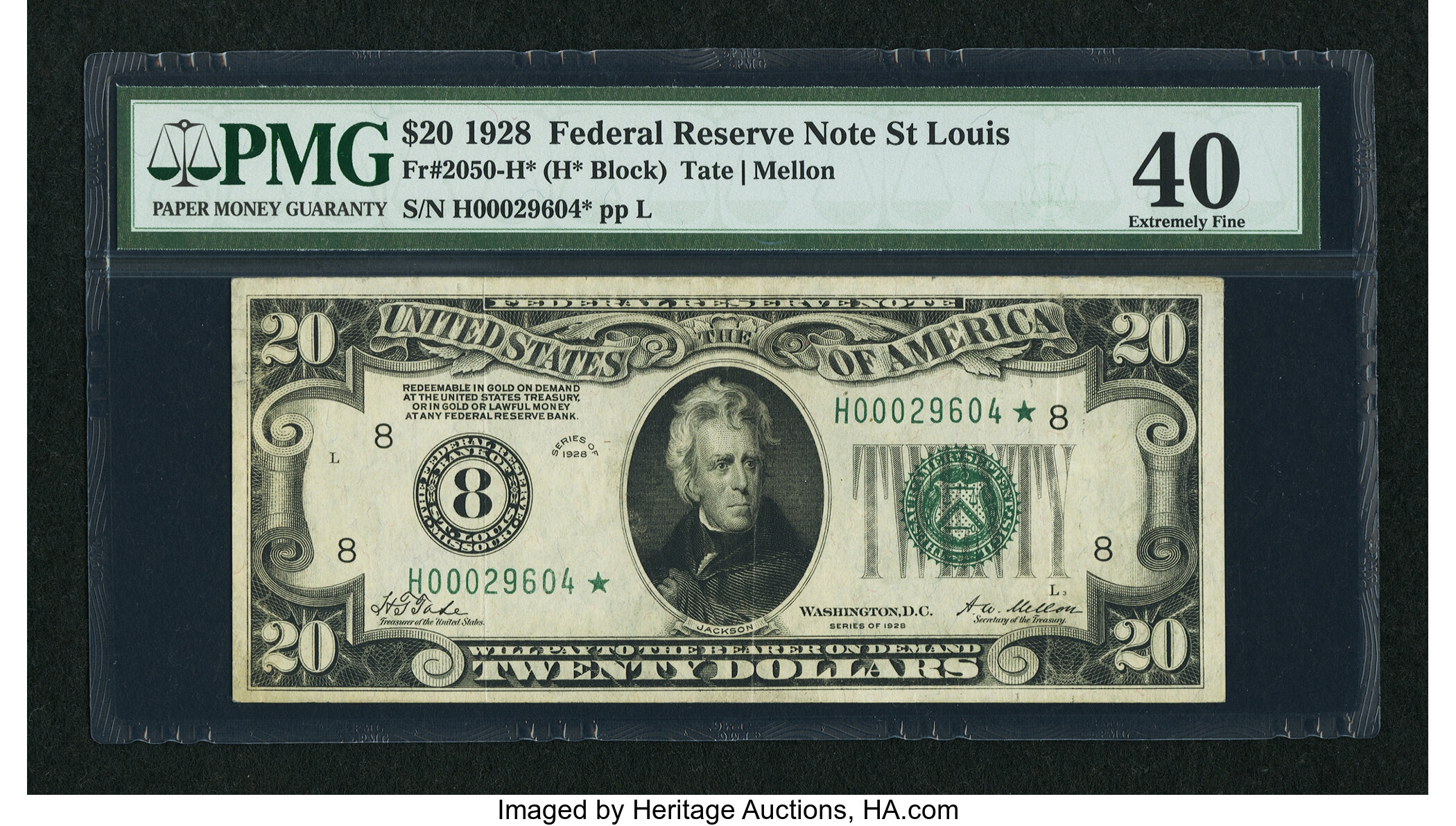 image for: Fr. 2050-H* $20 1928 Federal Reserve Note. PMG Extremely Fine 40....
