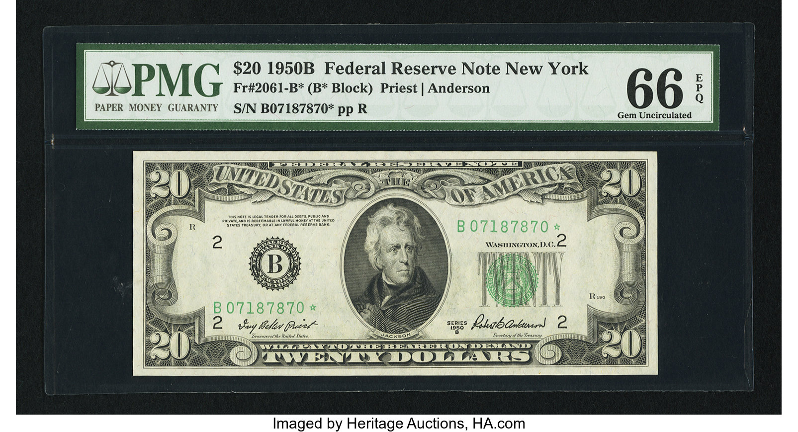 1950B $20 New York, Star Replacement (Fr. 2061B*)