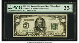 image for: Fr. 2100-C* $50 1928 Federal Reserve Note. PMG Very Fine 25 Net....
