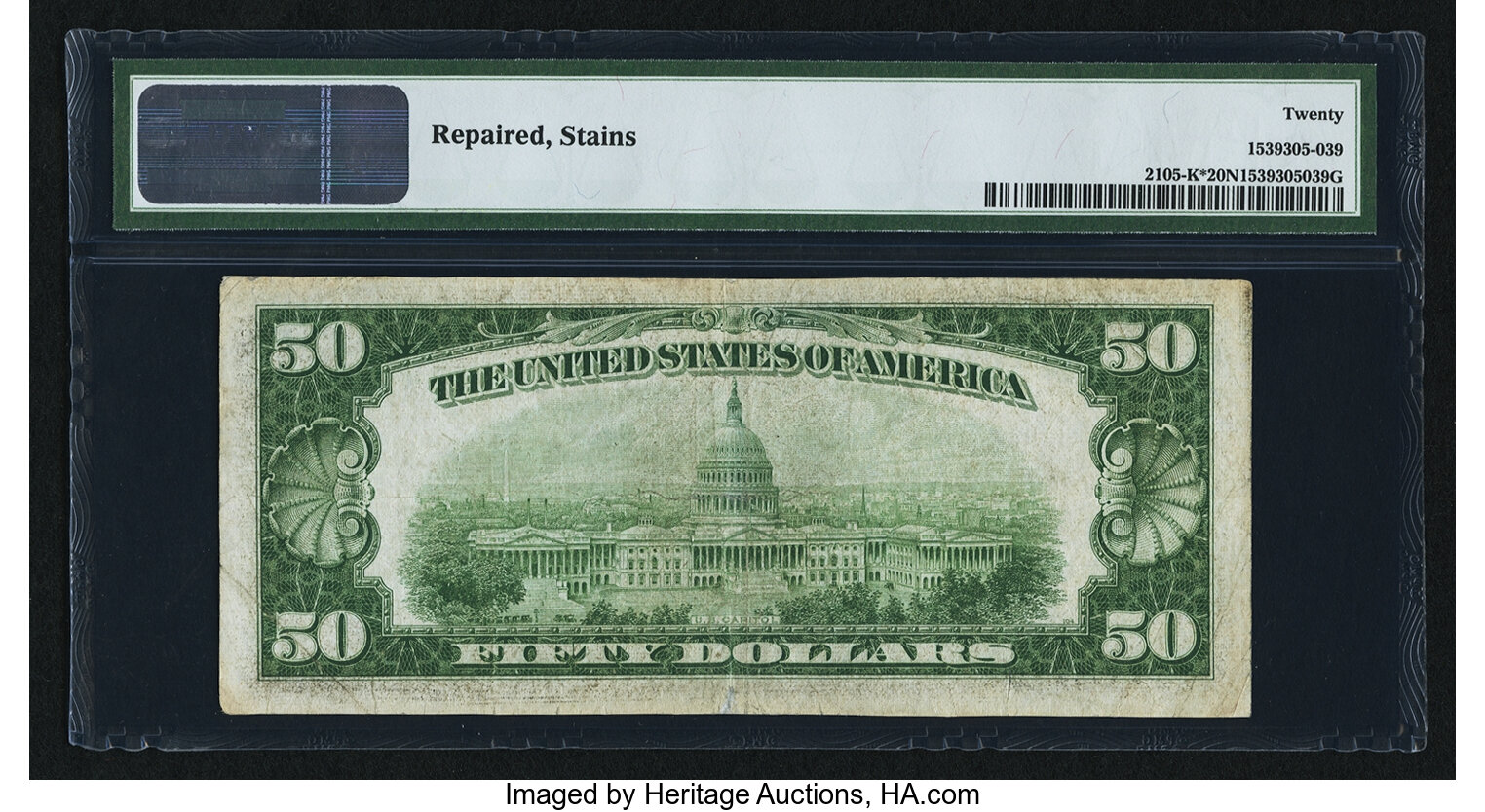 image for: Fr. 2105-K* $50 1934C Mule Federal Reserve Note. PMG Very Fine 20 Net....