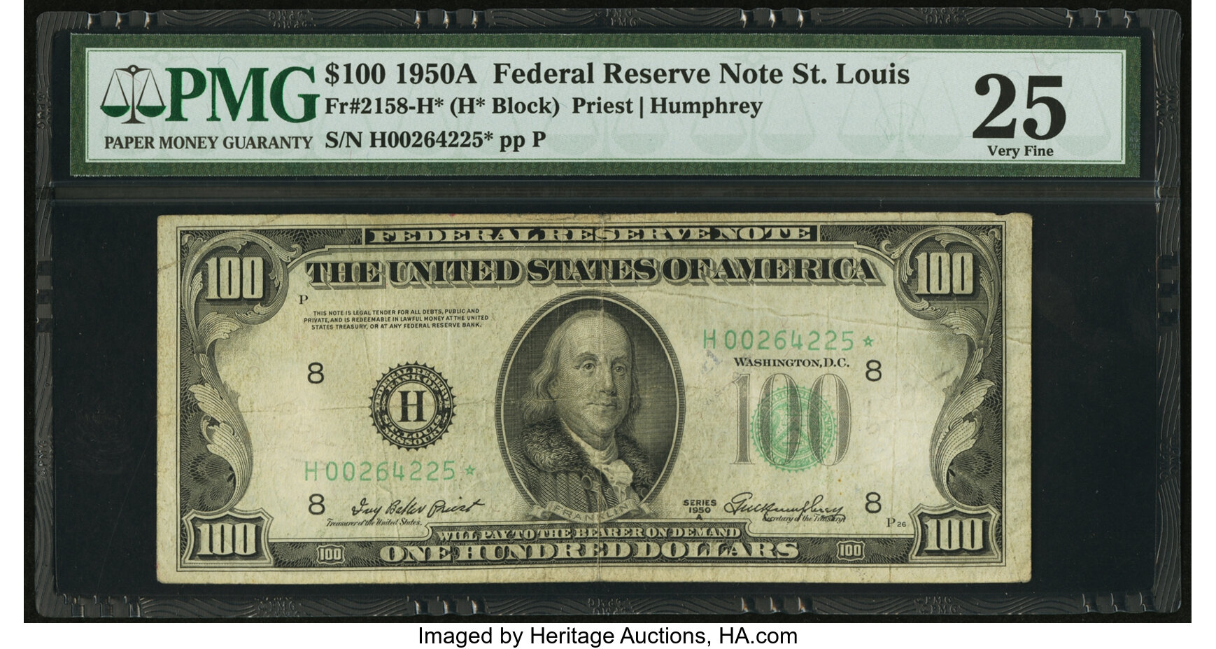 image for: Fr. 2158-H* $100 1950A Federal Reserve Note. PMG Very Fine 25....