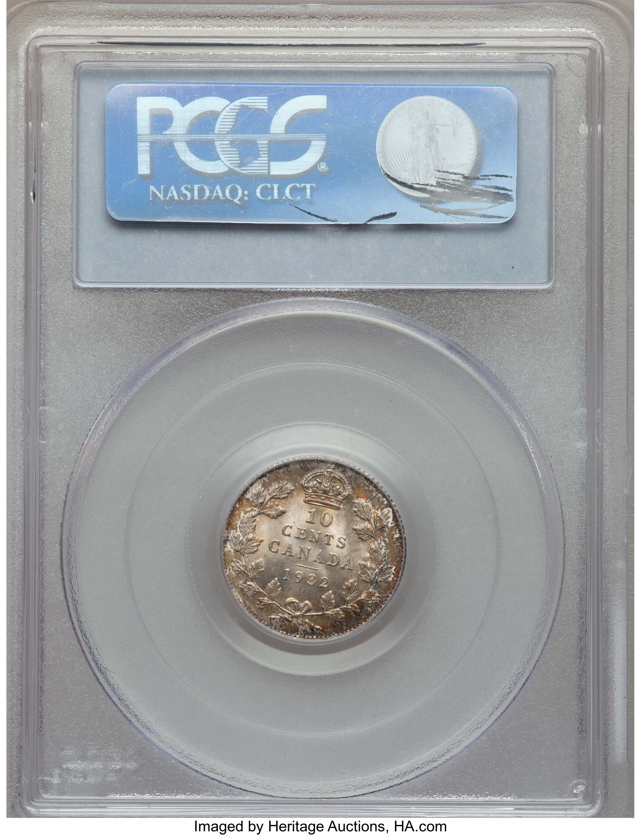 image for: George V 10 Cents 1932 MS64 PCGS