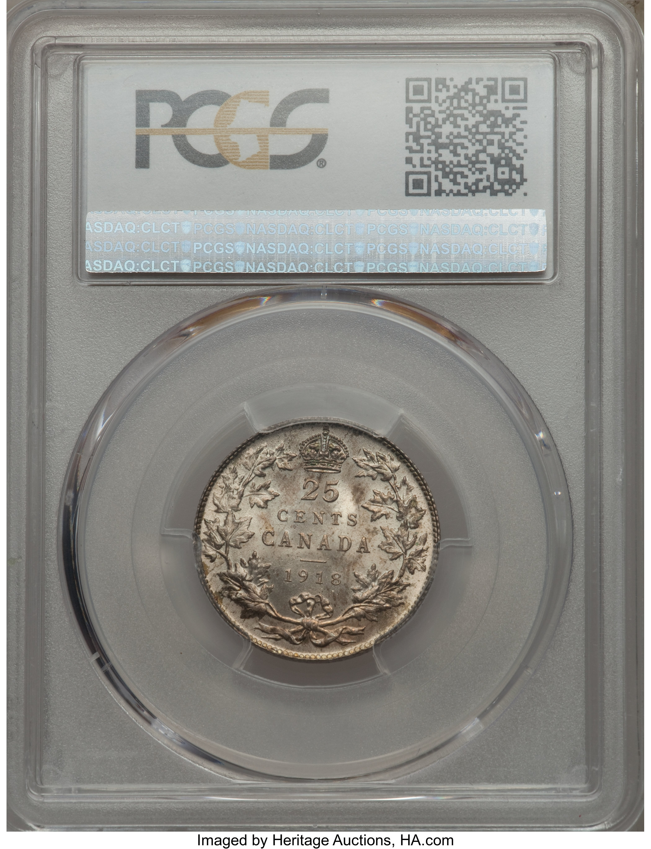 image for: George V 25 Cents 1918 MS65+ PCGS
