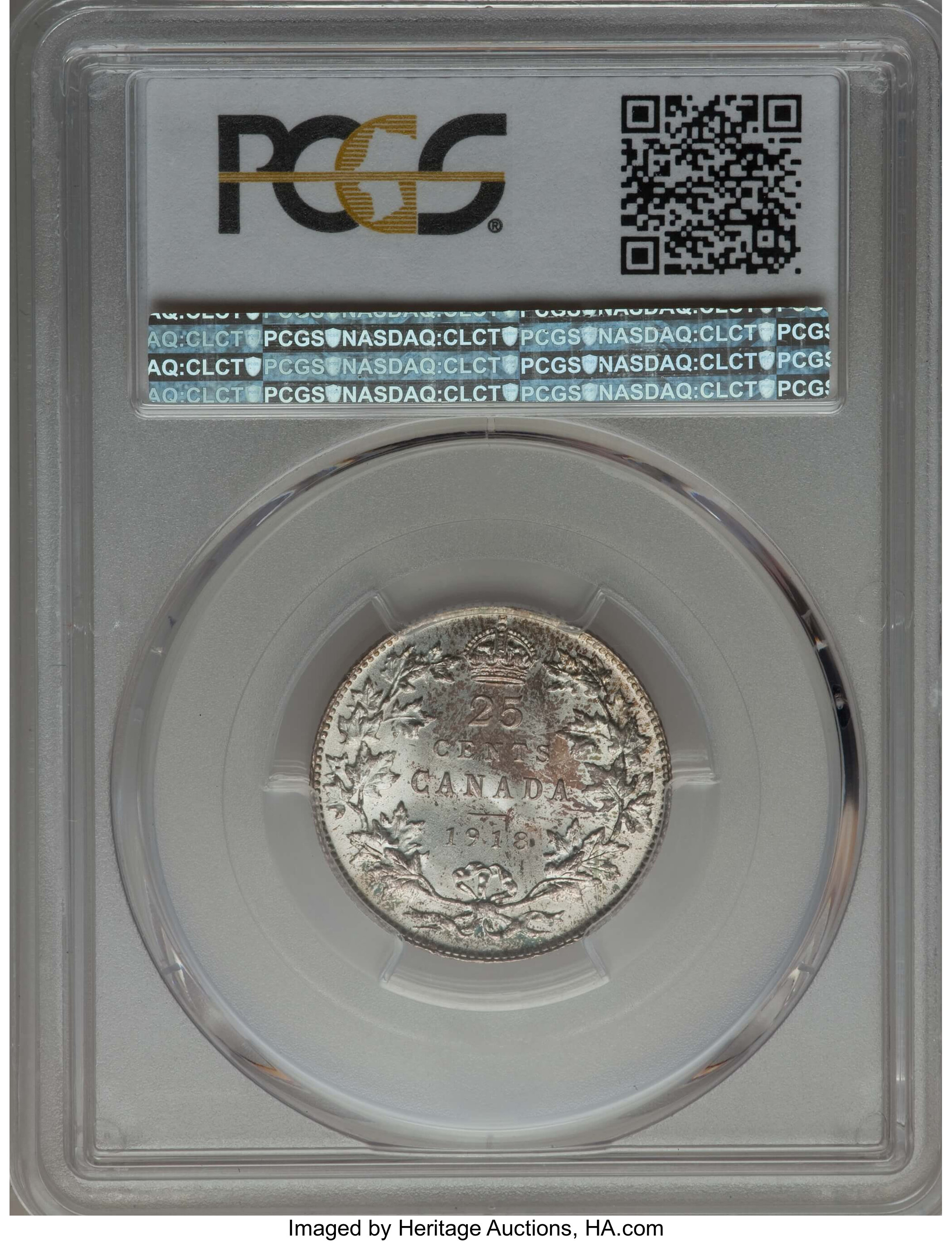image for: George V 25 Cents 1918 MS66 PCGS