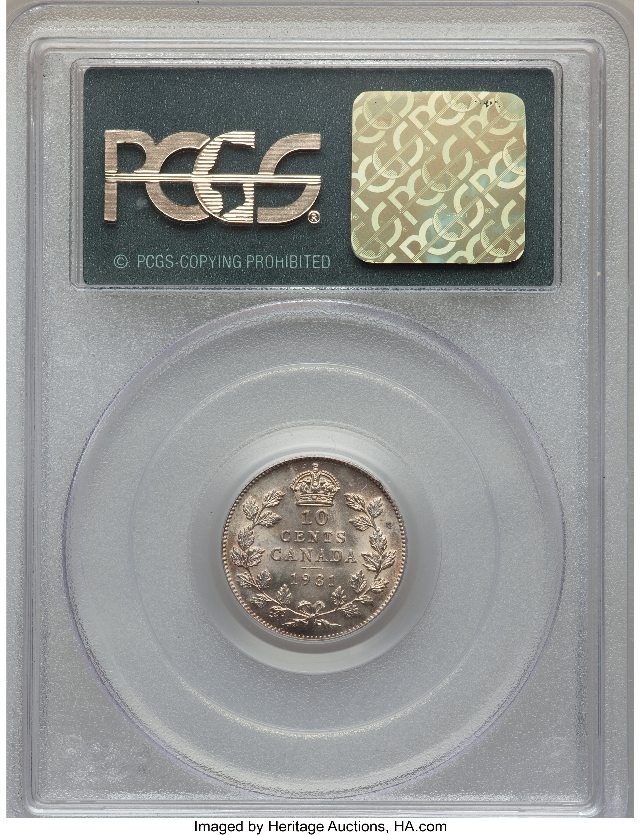 image for: George V 10 Cents 1931 MS64 PCGS