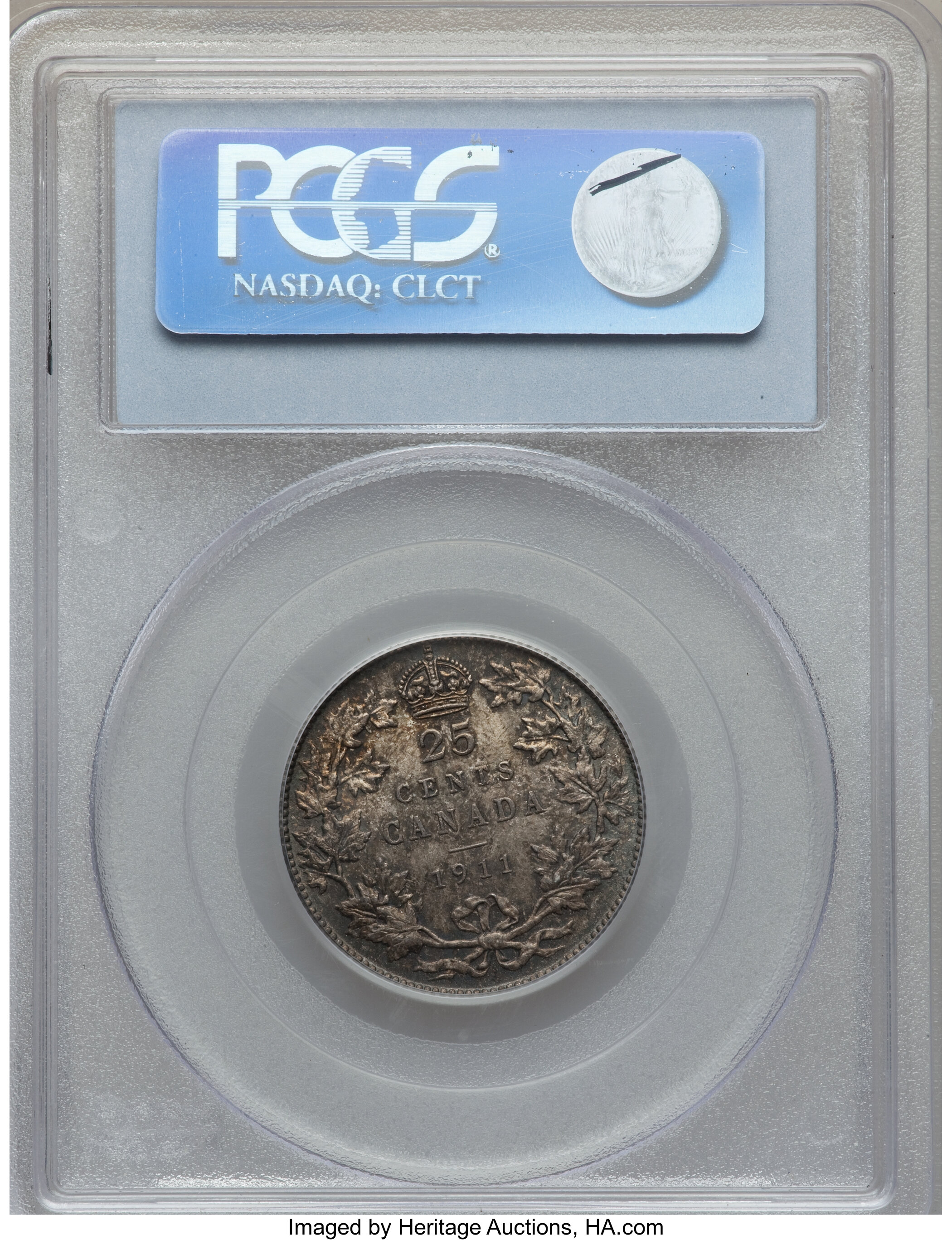 image for: George V 25 Cents 1911 MS64 PCGS