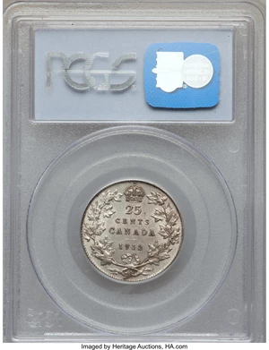 image for: George V 25 Cents 1912 AU50 PCGS