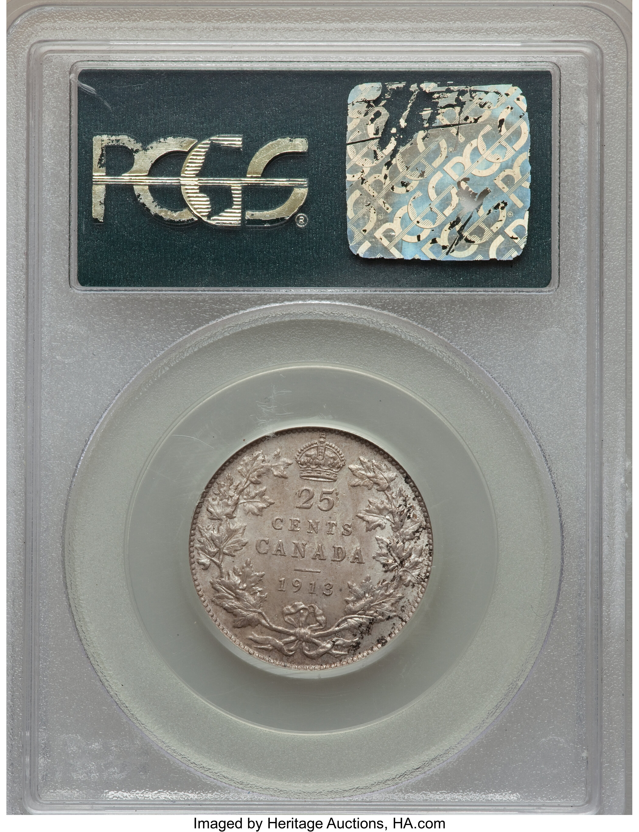 image for: George V 25 Cents 1913 MS63 PCGS