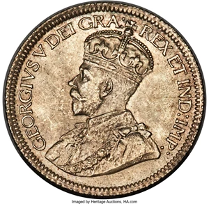 image for: George V 10 Cents 1933 MS65 PCGS