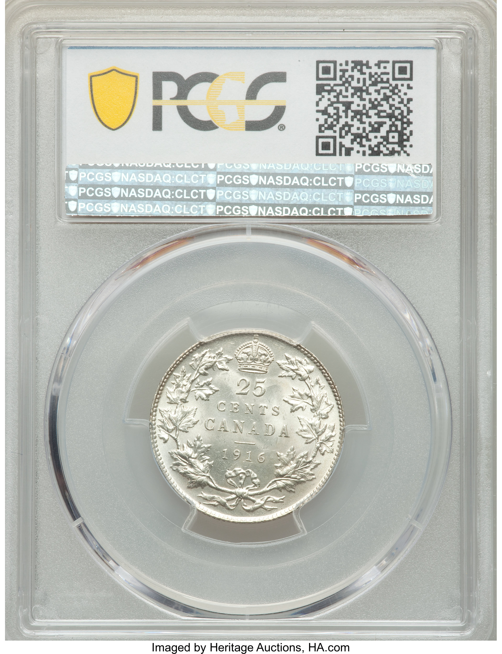 image for: George V 25 Cents 1916 MS64 PCGS