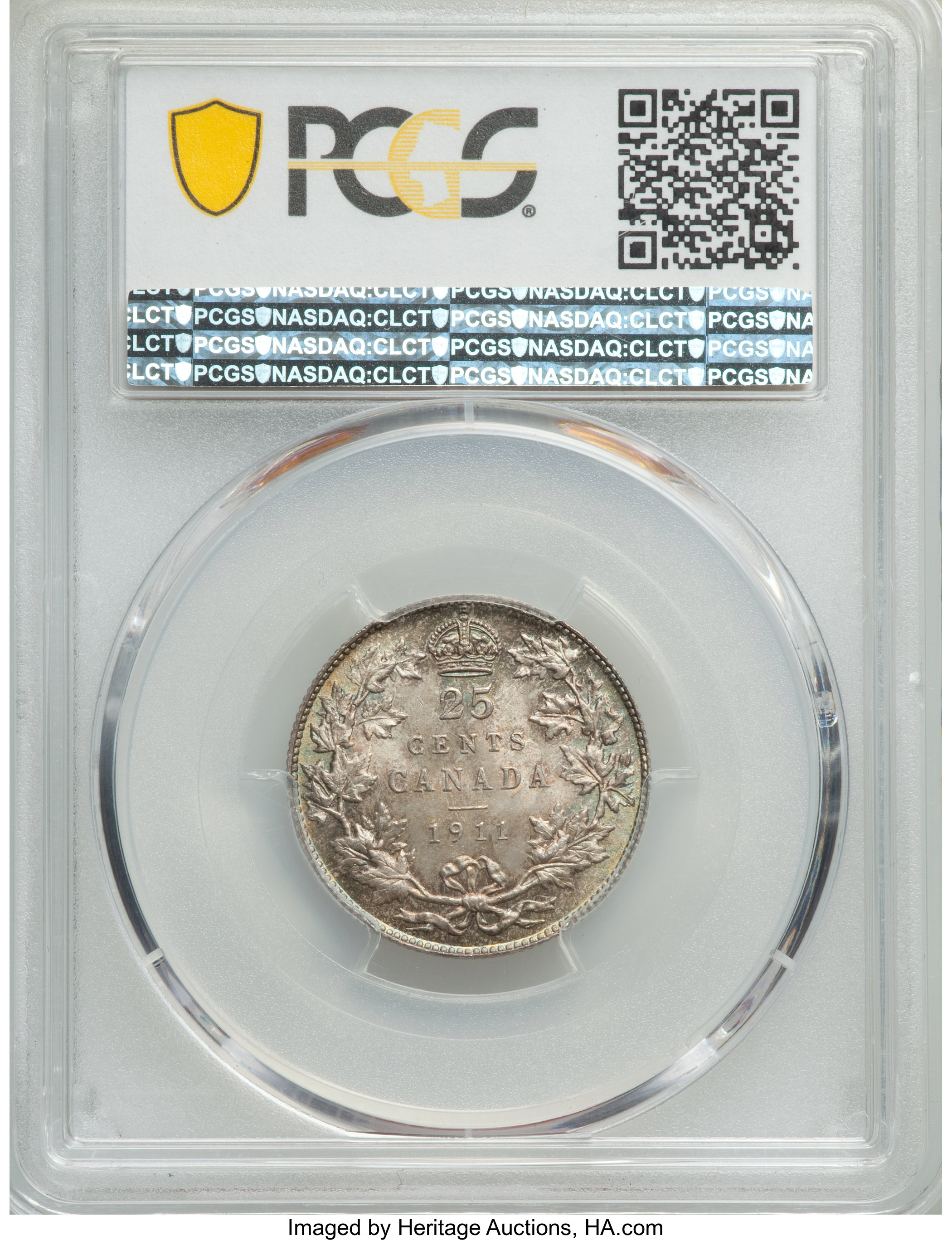 image for: George V 25 Cents 1911 MS65 PCGS