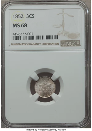 image for: 1852 3CS MS68 NGC....