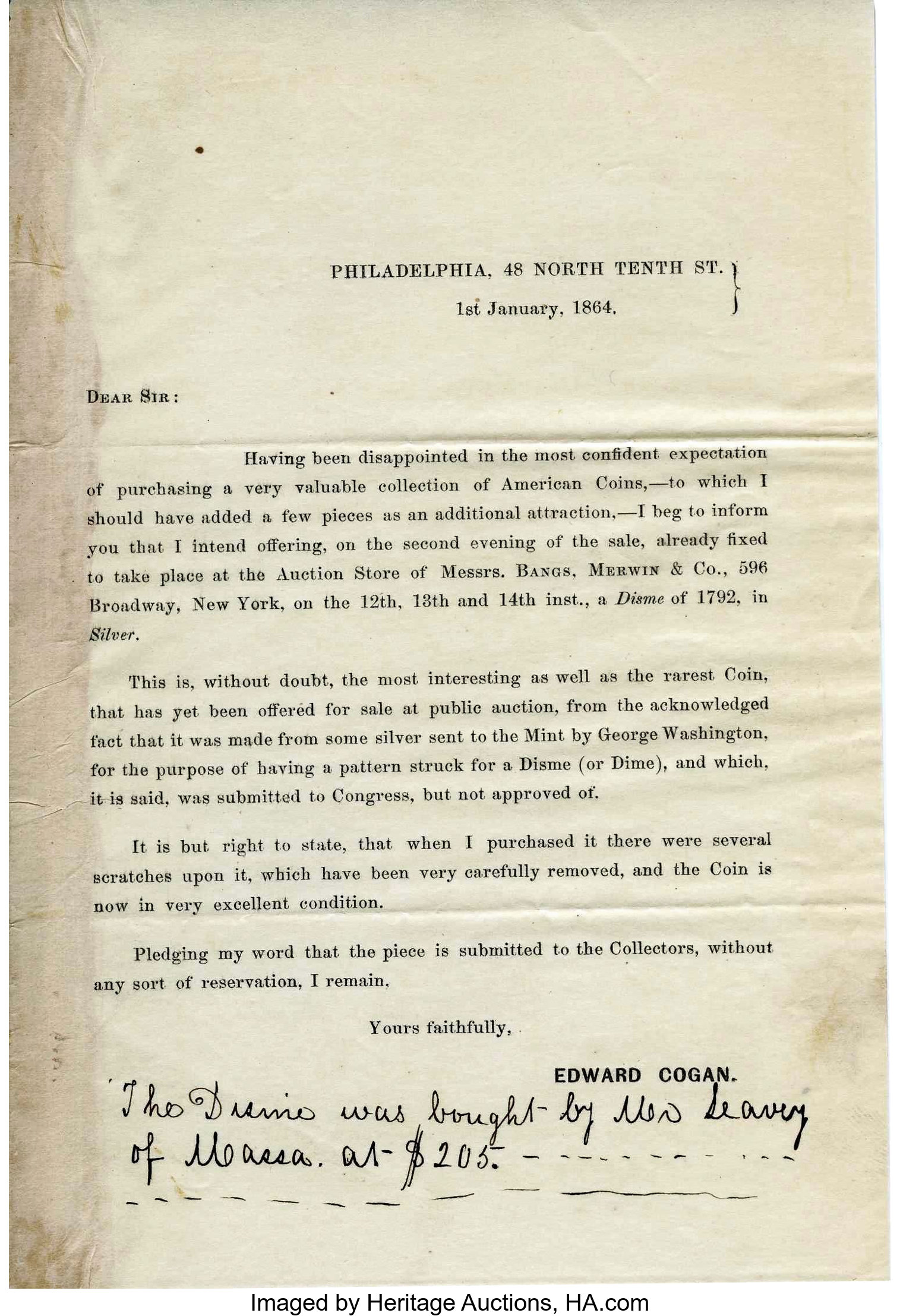 image for: 1792 P10C Disme, Judd-9, Pollock-10, R.8, Fine 15 NGC....