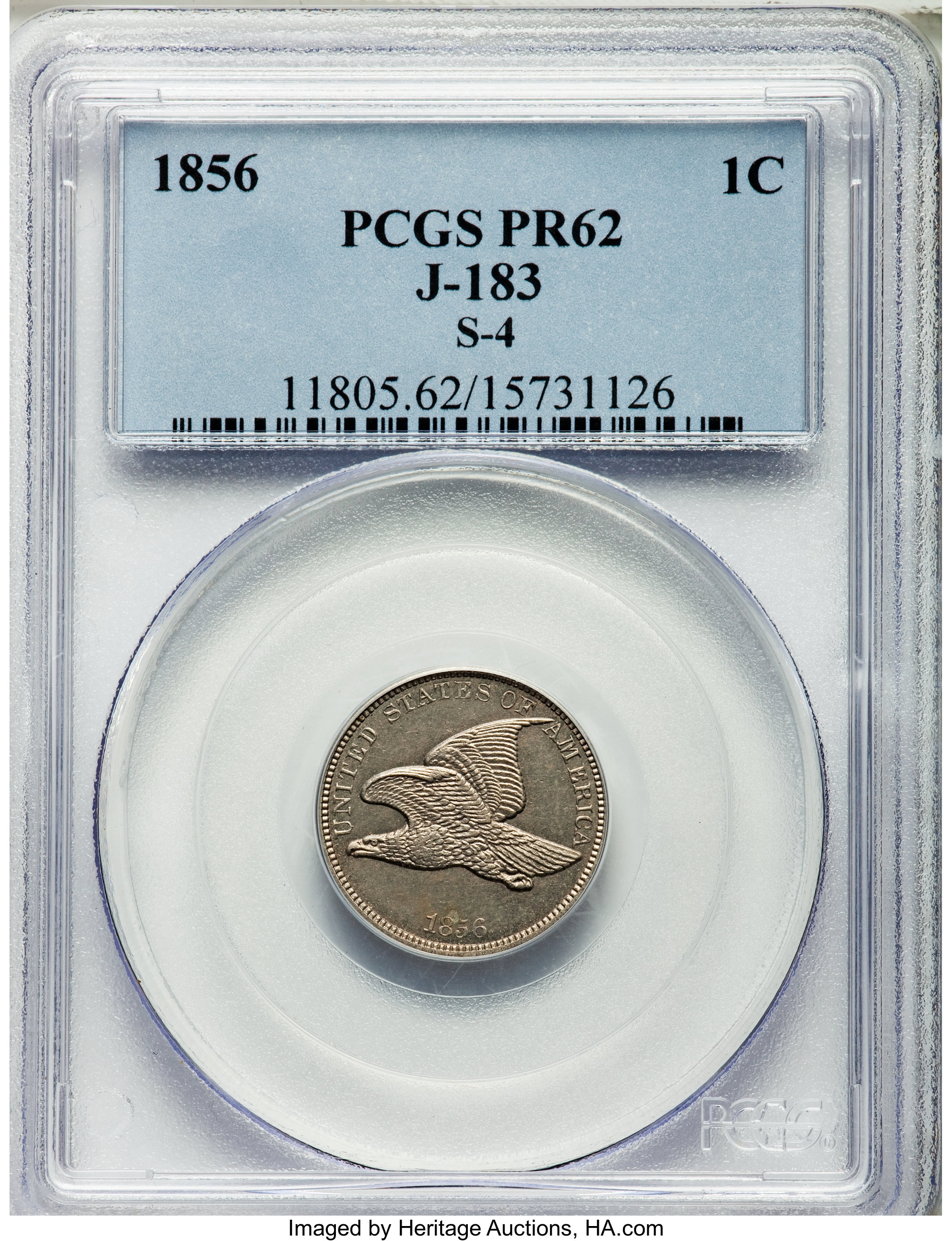 image for: 1856 P1C Flying Eagle Cent, Judd-183, Pollock-217, Snow-4d, High R.7, PR62 PCGS....