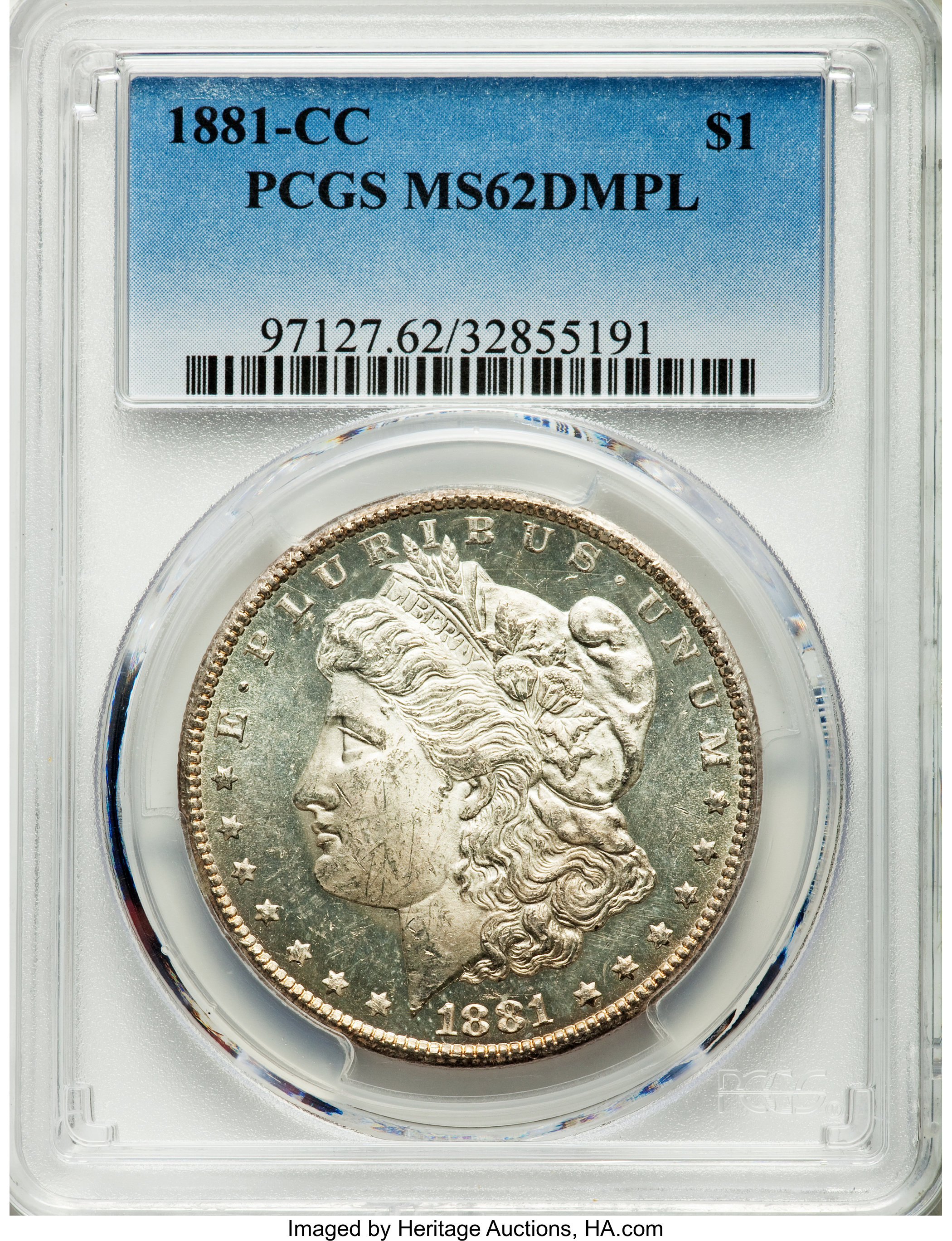 1881-CC $1 MS62 Deep Mirror Prooflike PCGS. PCGS Population (109/1041). NGC Census: (46/401). Numismedia Wsl. Price for pr...