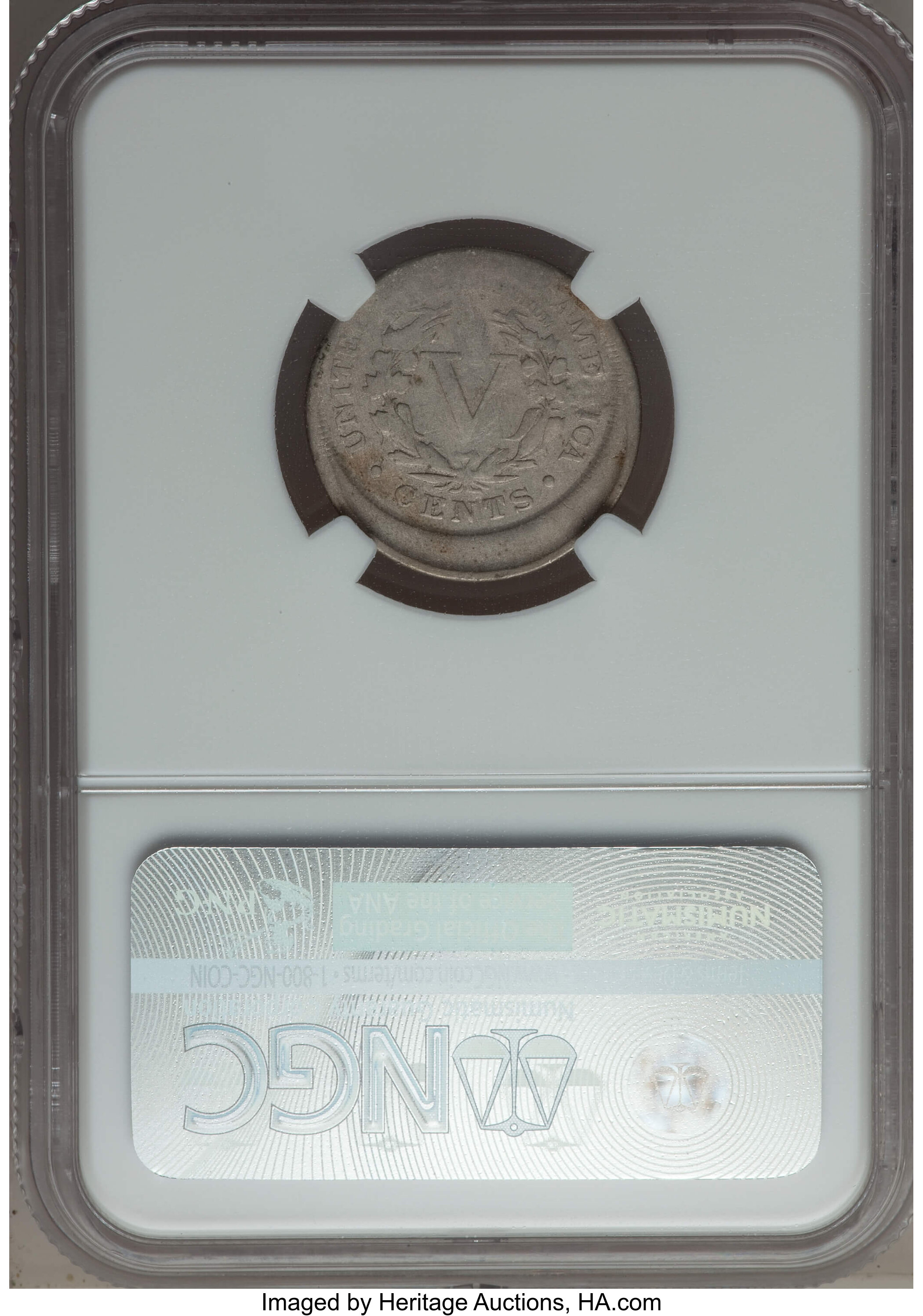 image for: No Date 5C Liberty Nickel, With Cents -- Struck 10% Off Center -- VG10 NGC....