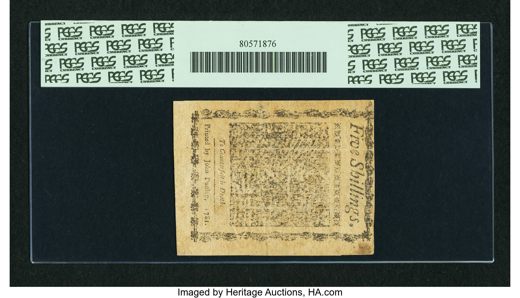 image for: Pennsylvania April 20, 1781 5s PCGS Apparent Very Fine 25....