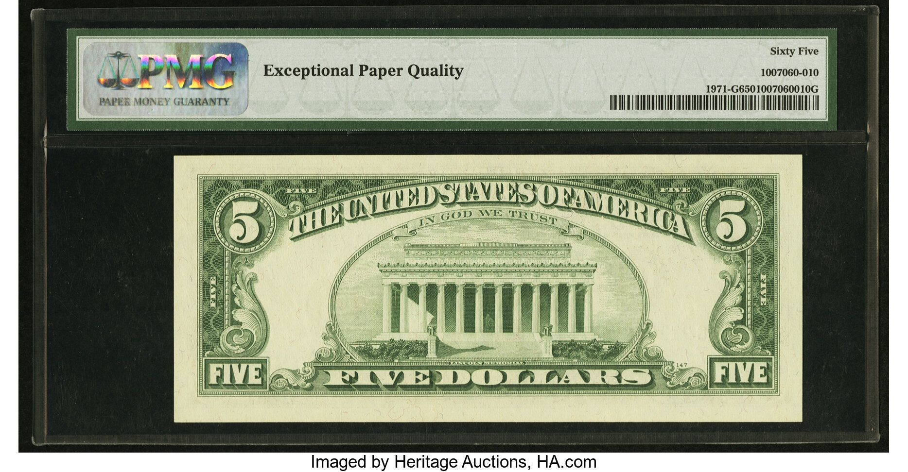 image for: Fr. 1971-G $5 1969B Federal Reserve Note. PMG Gem Uncirculated 65 EPQ....