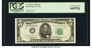 image for: Fr. 1963-C $5 1950B Federal Reserve Note. PCGS Very Choice New 64PPQ....