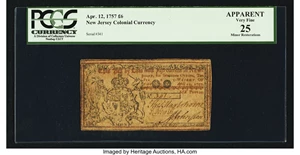 image for: New Jersey April 12, 1757 £6 PCGS Apparent Very Fine 25....