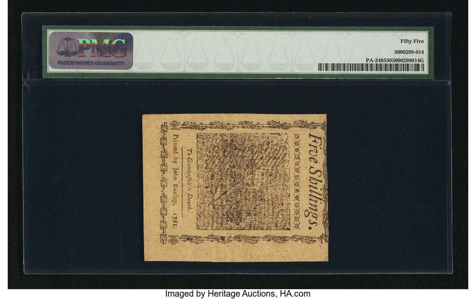 image for: Pennsylvania April 20, 1781 5s PMG About Uncirculated 55....