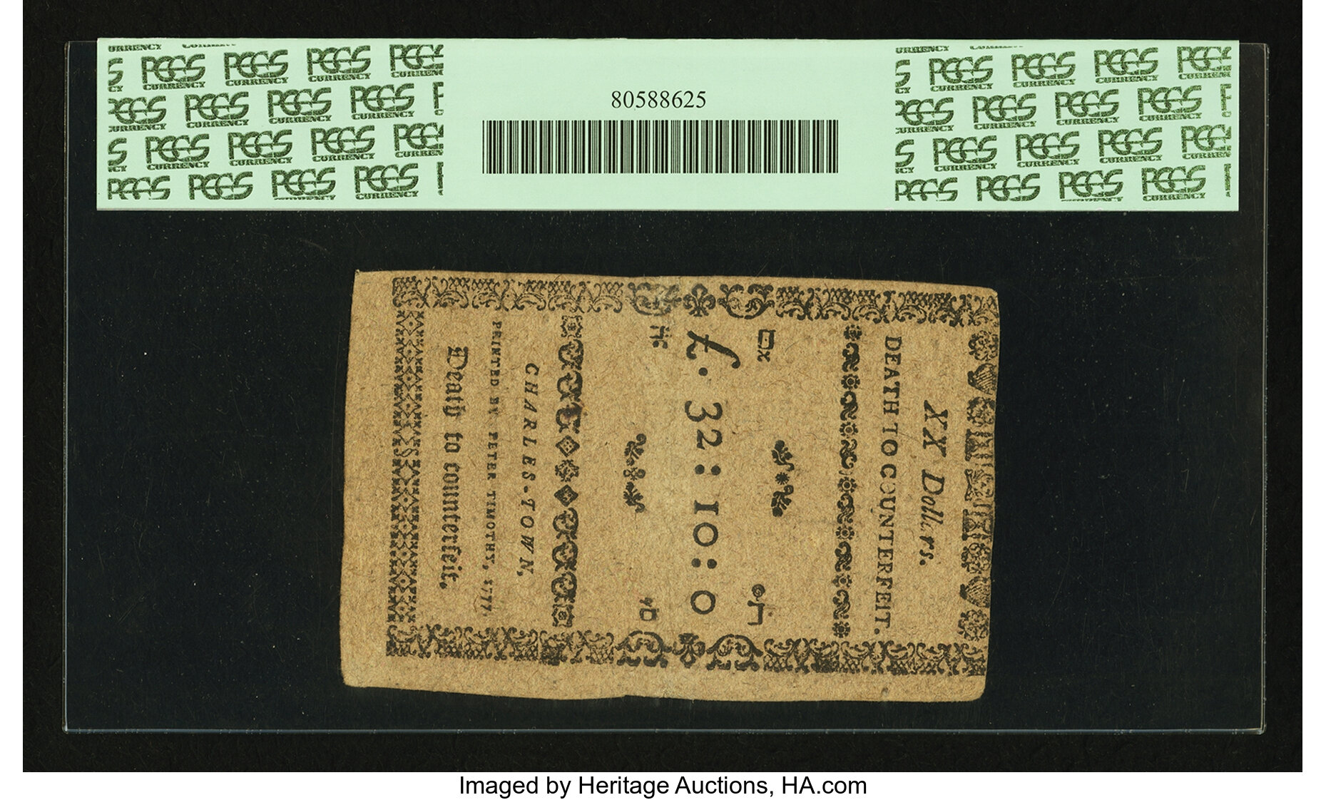 image for: South Carolina December 23, 1776 $20 PCGS Apparent Extremely Fine 45....