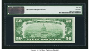 image for: Fr. 2100-E* $50 1928 Federal Reserve Note. PMG Gem Uncirculated 65 EPQ....
