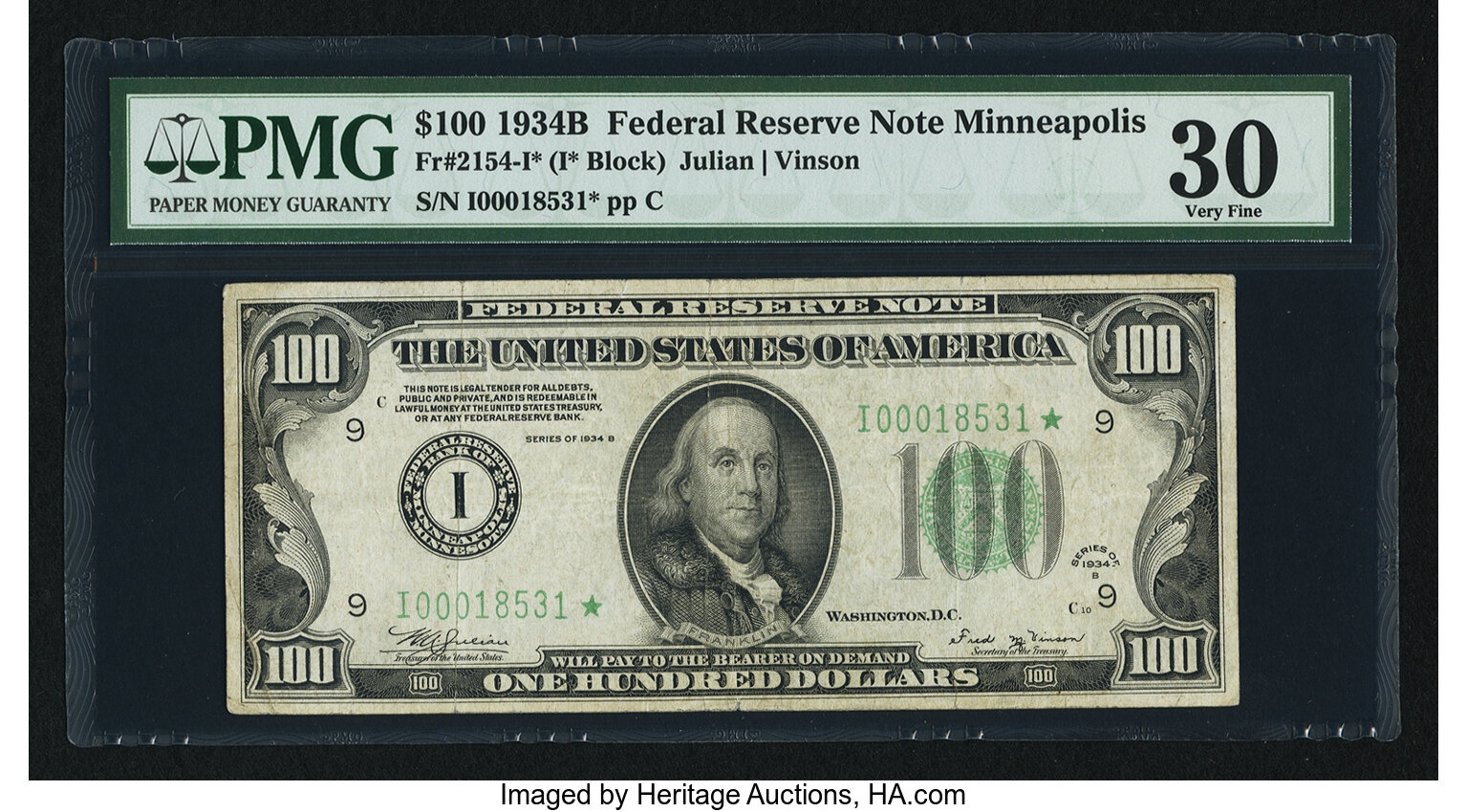 image for: Fr. 2154-I* $100 1934B Federal Reserve Note. PMG Very Fine 30....